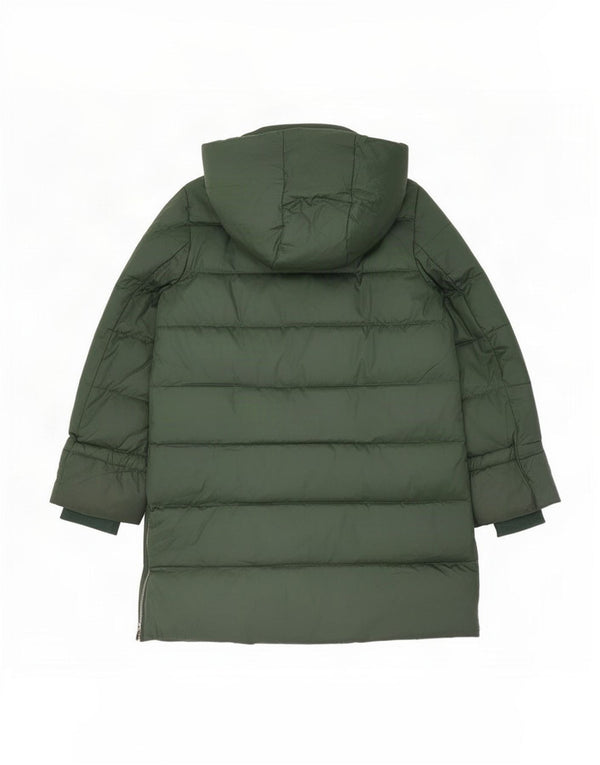 Zara Manteau matelassé surdimensionné à capuche pour femme UK 10 Small Green Polyamide