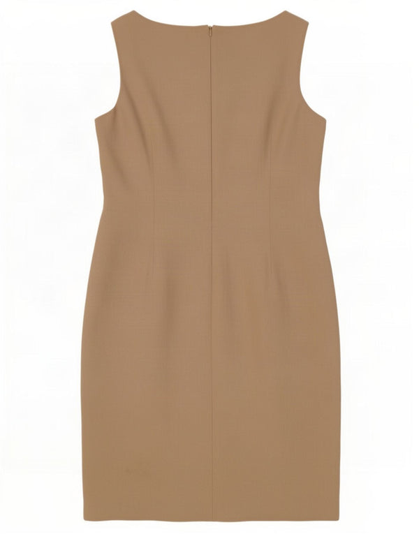 Marks & Spencer Womens Sleeveless Sheath Dress UK 16 Large Beige Linen