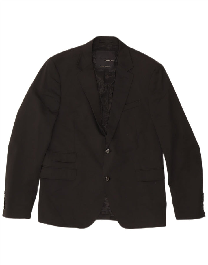 Zara Herren 2-Knopf-Blazerjacke IT 54 2XL Schwarz Polyester