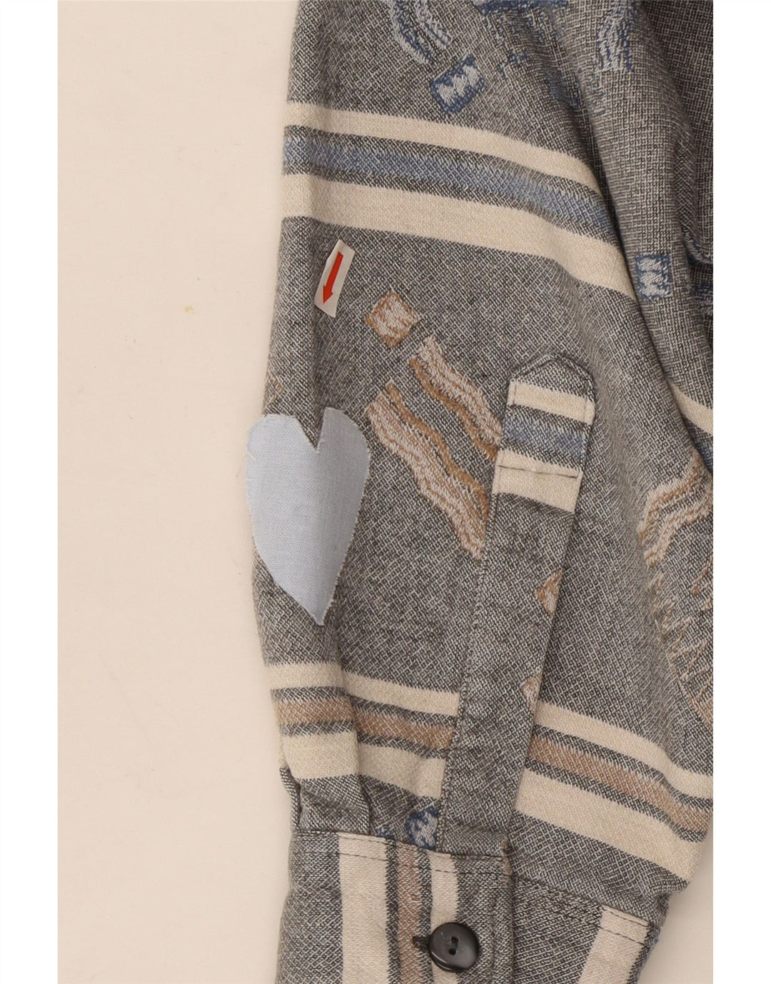 Vintage Mens Flannel Shirt Large Grey Striped