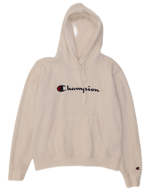 Champion Womens Graphic Hoodie Pullover UK 14 Mittelweiße Baumwolle