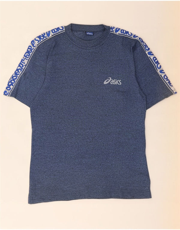 Asics Mens Graphic T-Shirt Top Large Blue Colourblock Cotton