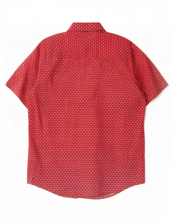 Wrangler Camisa De Manga Corta Para Hombre Algodón Geométrico Rojo Grande