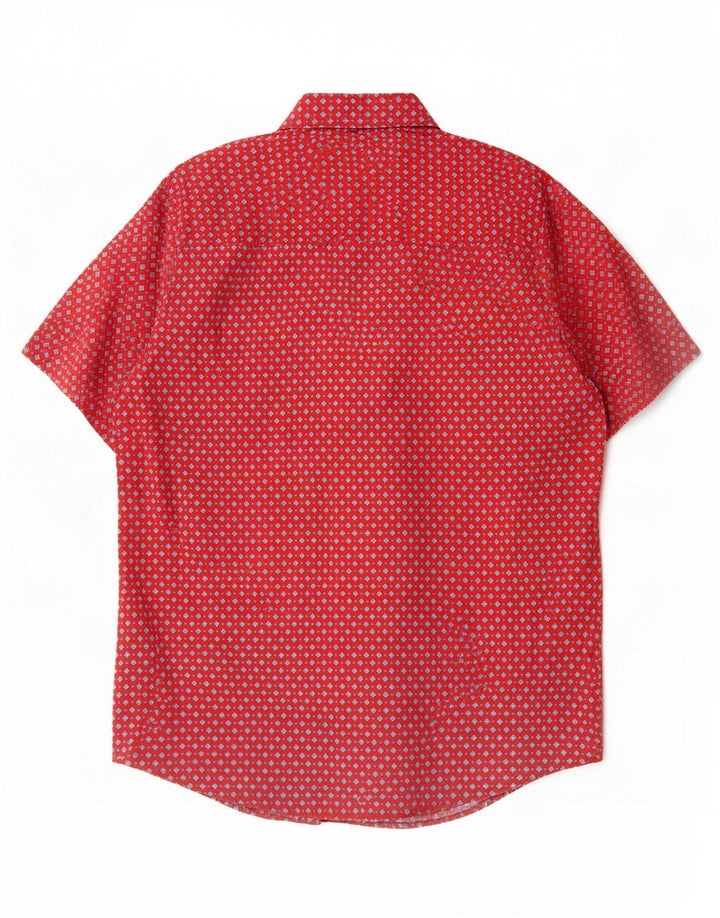 Wrangler Mens Short Sleeve Shirt Large Red Geometric Cotton