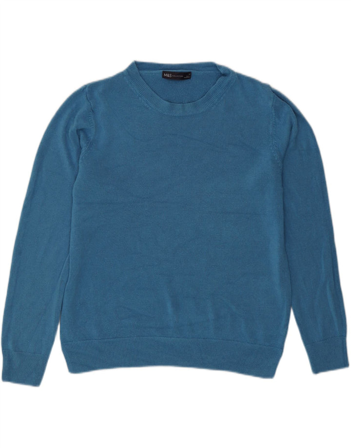 Marks & Spencer Womens Boat Neck Jumper Sweater UK 14 Medium Blue