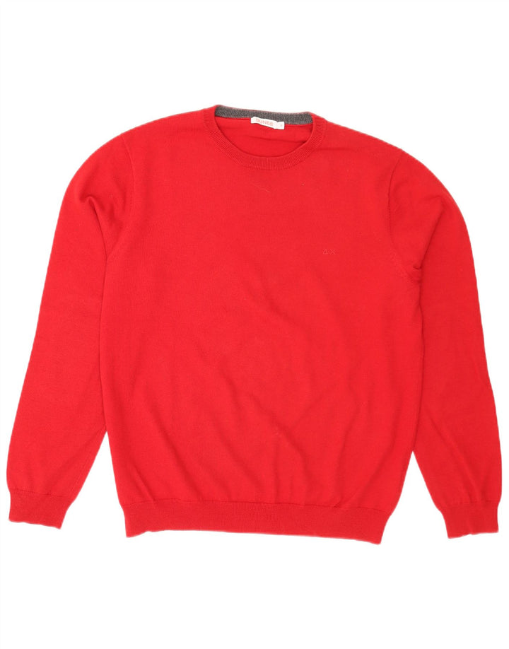 Sun68 Herre Crew Neck Jumper Sweater Medium Rød Uld
