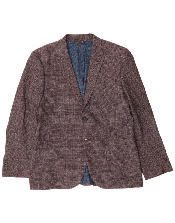 Marks & Spencer Mens 2 Button Slim Blazer Jacket UK 42 XL Grey Polyester