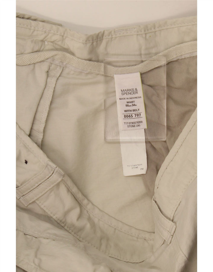 MARKS & SPENCER Mens Cargo Bermuda Shorts W34 Large Beige Cotton