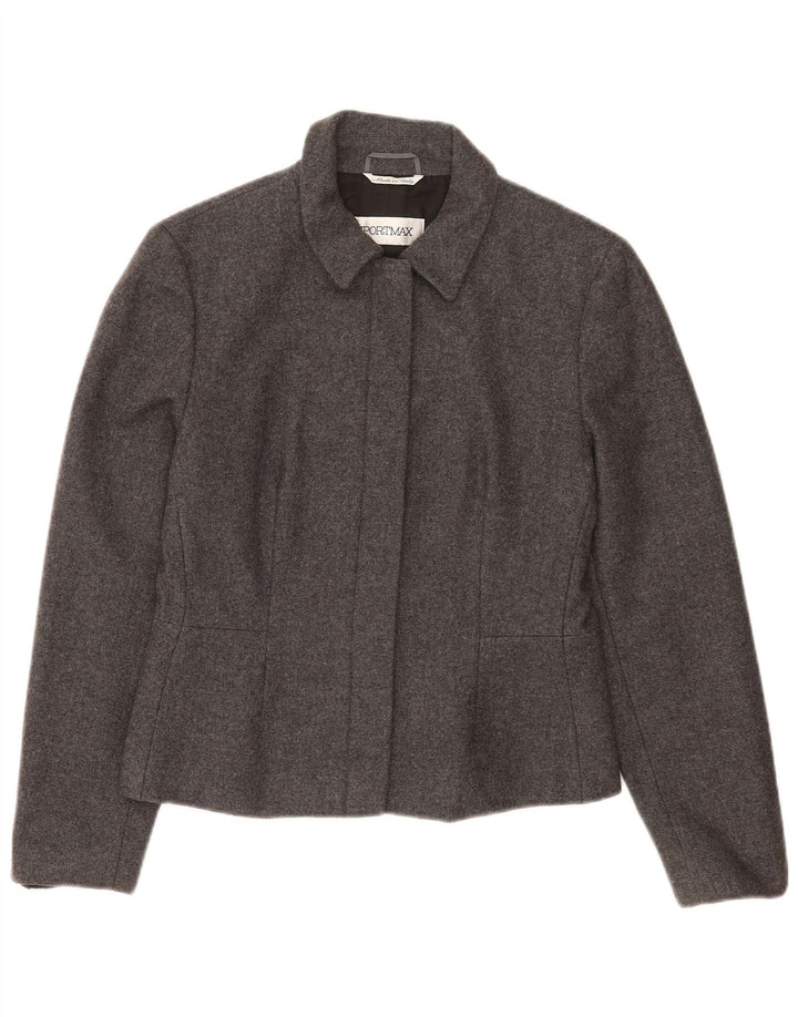 Женский пиджак Sportmax UK 12, шерстяной, средний, серый, классический