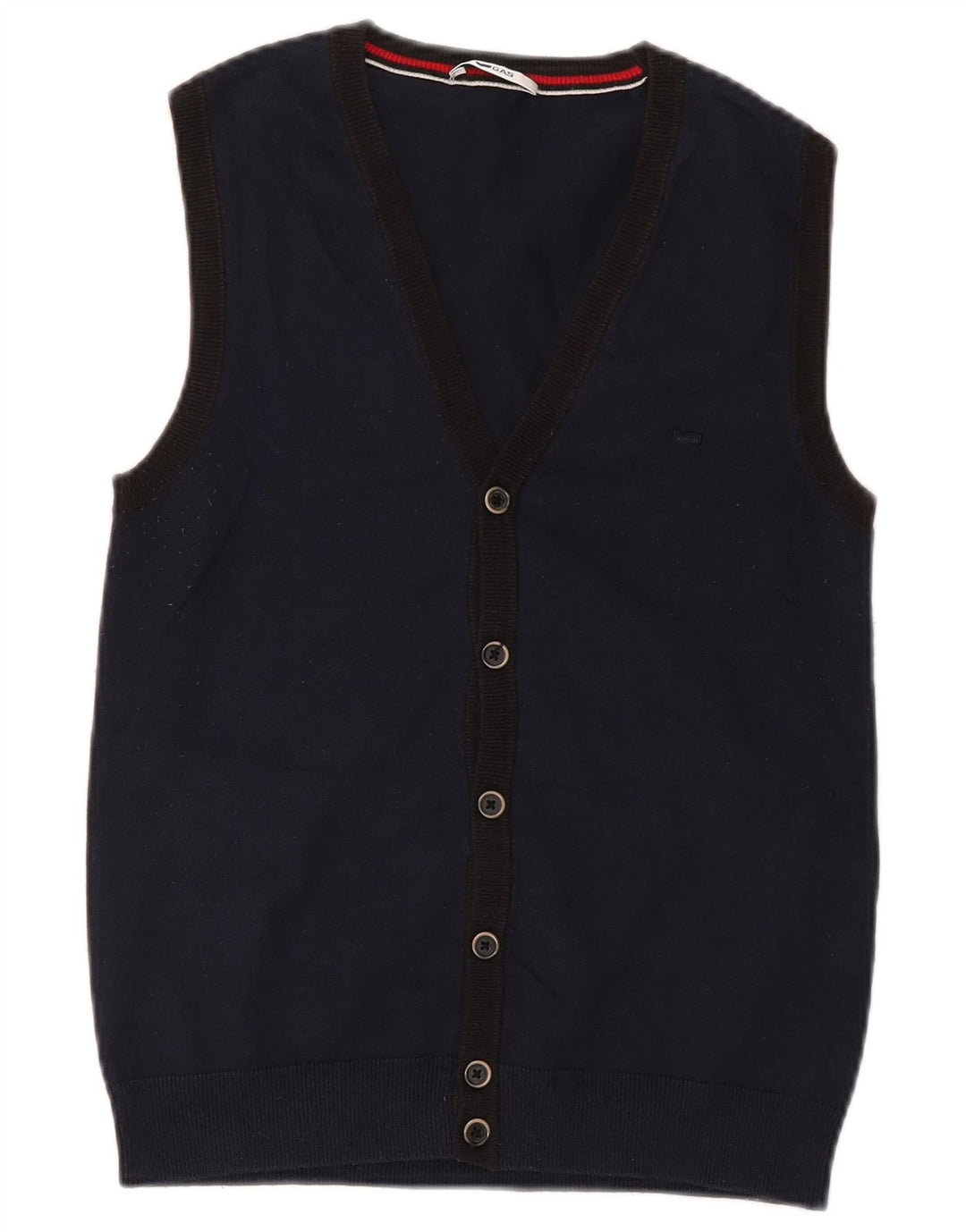 Gas Cardigan sans manches pour homme en coton bleu marine moyen