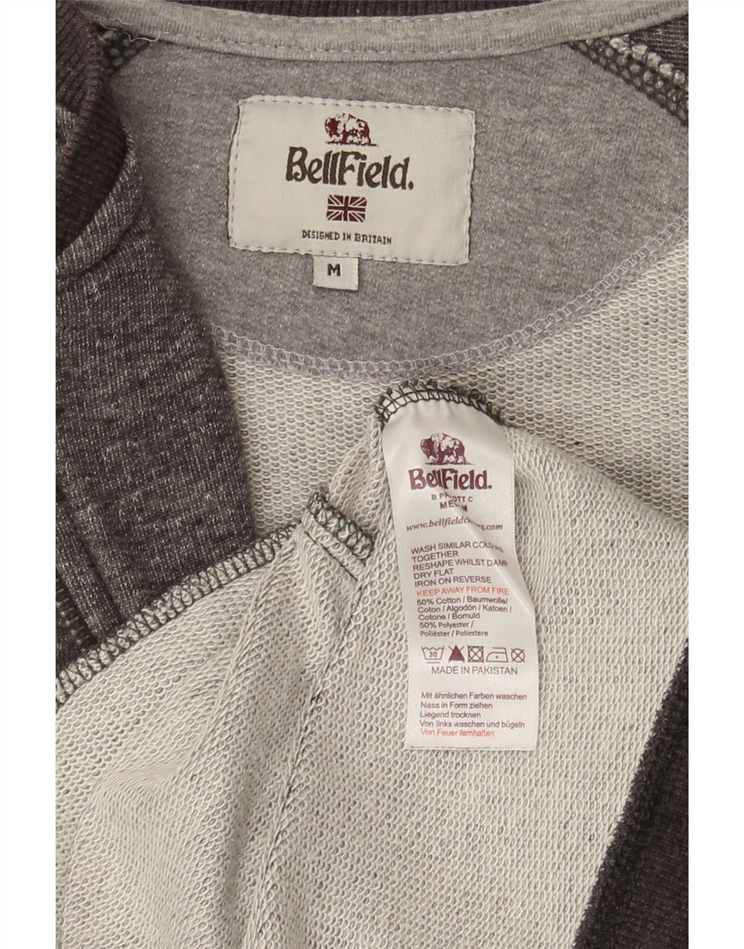 BELLFIELD Mens Tracksuit Top Jacket Medium Grey Colourblock Cotton Vintage Bellfield and Second-Hand Bellfield from Messina Hembry 
