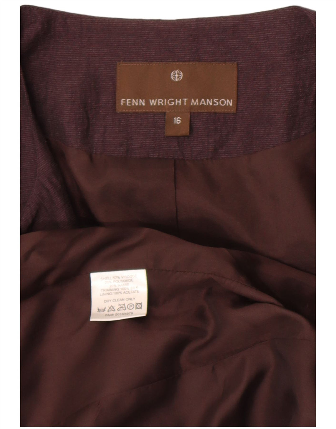 Fenn Wright Manson Veste blazer à manches 3/4 pour femme UK 16 Large Violet
