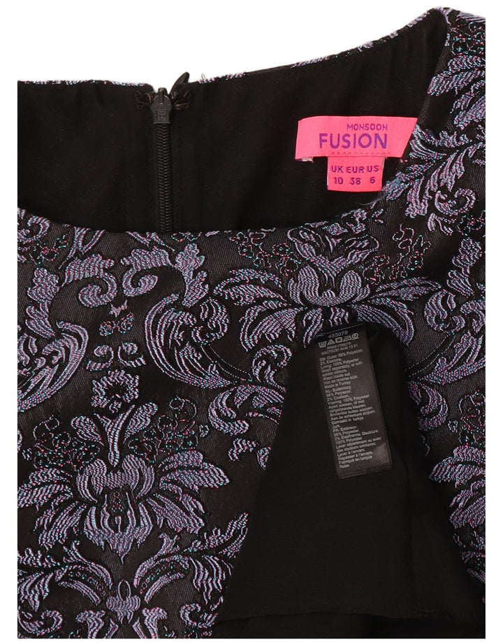 Monsoon Womens A-Line Dress UK 10 Small Grey Paisley Polyester