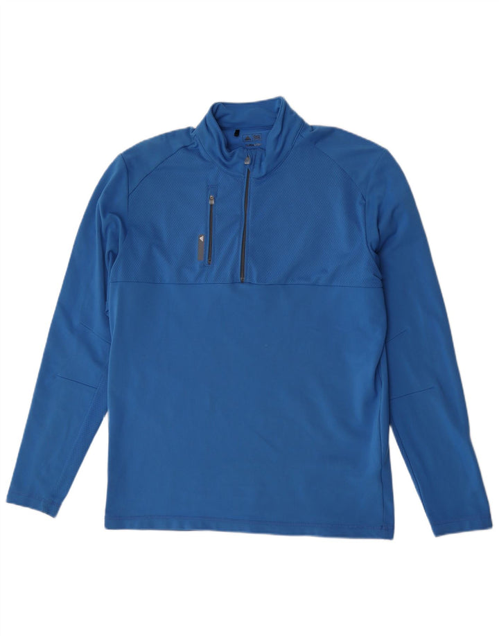 Adidas Mens Climalite Zip Neck Pullover Tracksuit Top Medium Blue Polyester