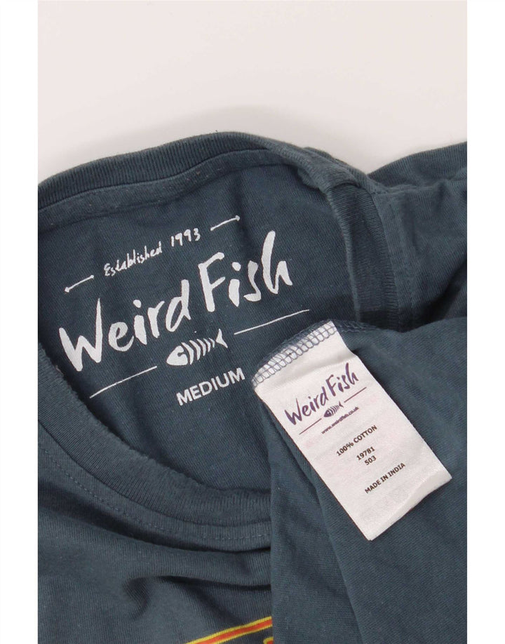 Weird Fish Mens Graphic T-Shirt Top Medium Blue Cotton