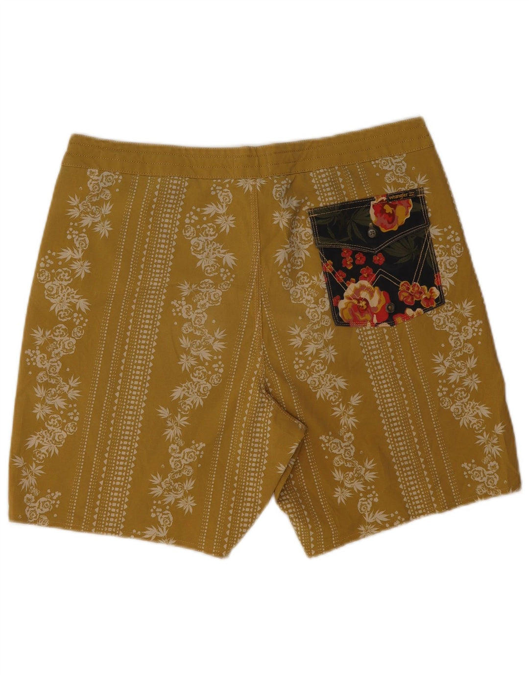 Pantaloncini da bagno da uomo Wrangler in poliestere floreale giallo medio