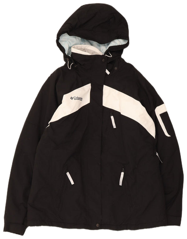 Damska kurtka narciarska z kapturem Columbia UK 18 XL Czarny nylon z blokami kolorów
