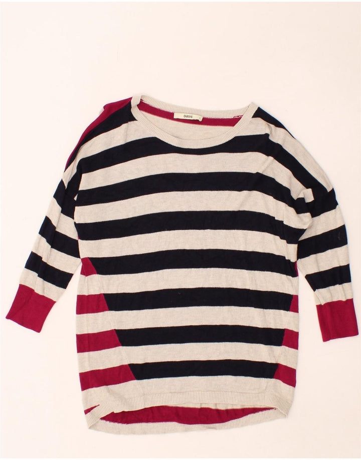 OASIS Womens Boat Neck Jumper Sweater UK 14 Medium Multicoloured Striped Vintage Oasis and Second-Hand Oasis from Messina Hembry 