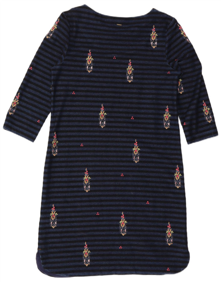 White Stuff Womens 3/4 Sleeve Shift Dress UK 12 Medium Navy Blue Striped