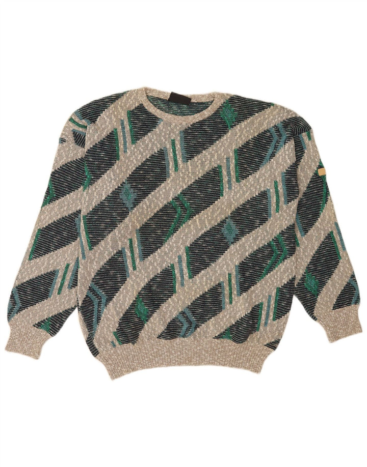 Vintage Mens Boat Neck Jumper Sweater XL Multicoloured Striped
