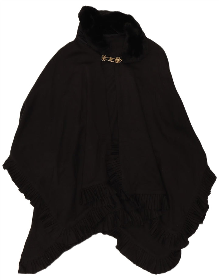 Vintage Womens Poncho Coat One Size Black