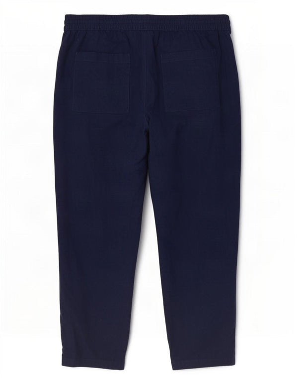 Marks & Spencer Womens High Waist Casual Trousers UK 18 XL W38 L28 Navy Blu
