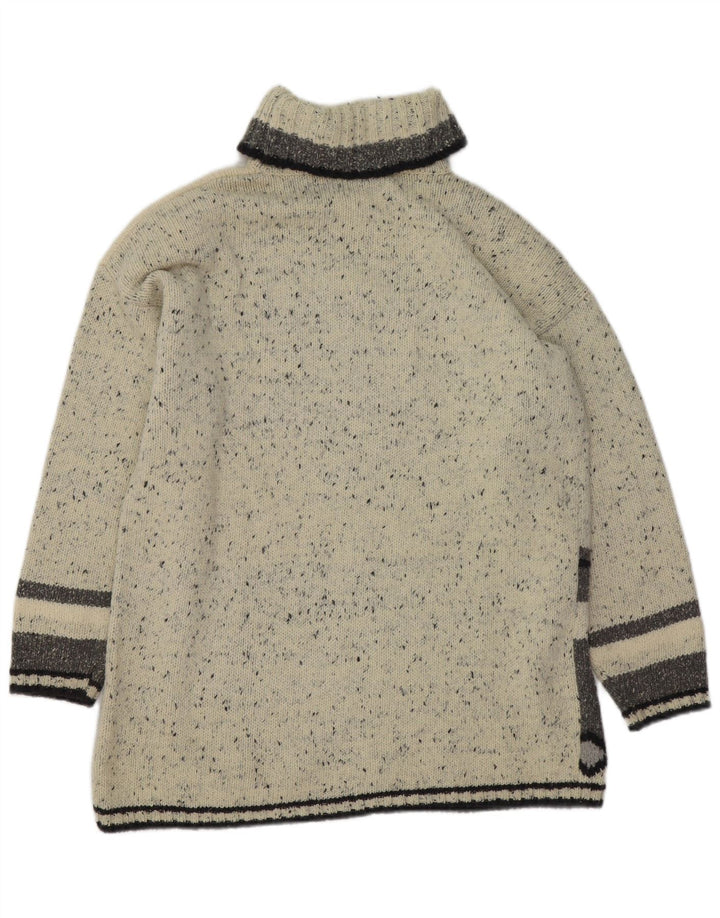 Canda Mens Roll Neck Jumper Sweater Large Grey Argyle/Diamond Acrylic