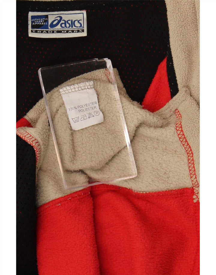 Maglione in pile da uomo Asics con zip e collo XL in poliestere color block rosso