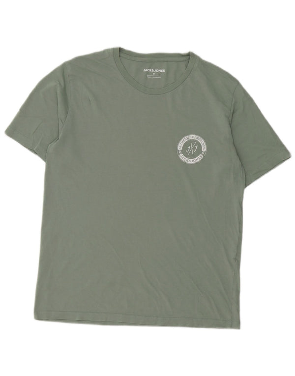 Jack & Jones Herren T-Shirt-Oberteil aus mittelgrüner Baumwolle