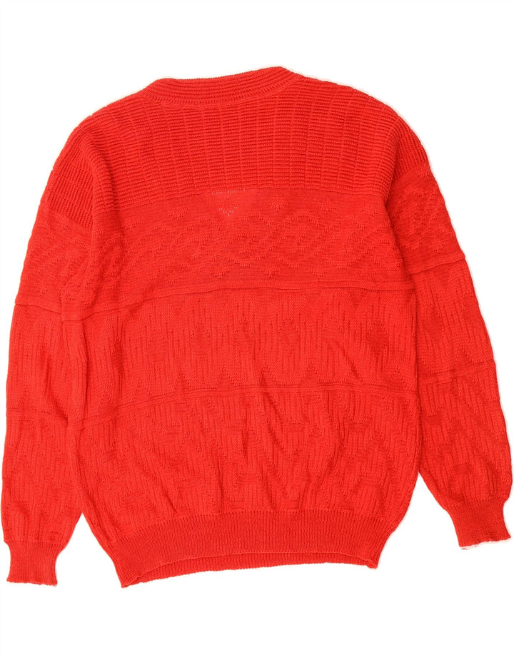 VINTAGE Womens V-Neck Jumper Sweater IT 48 XL Red Cotton Vintage Vintage and Second-Hand Vintage from Messina Hembry 