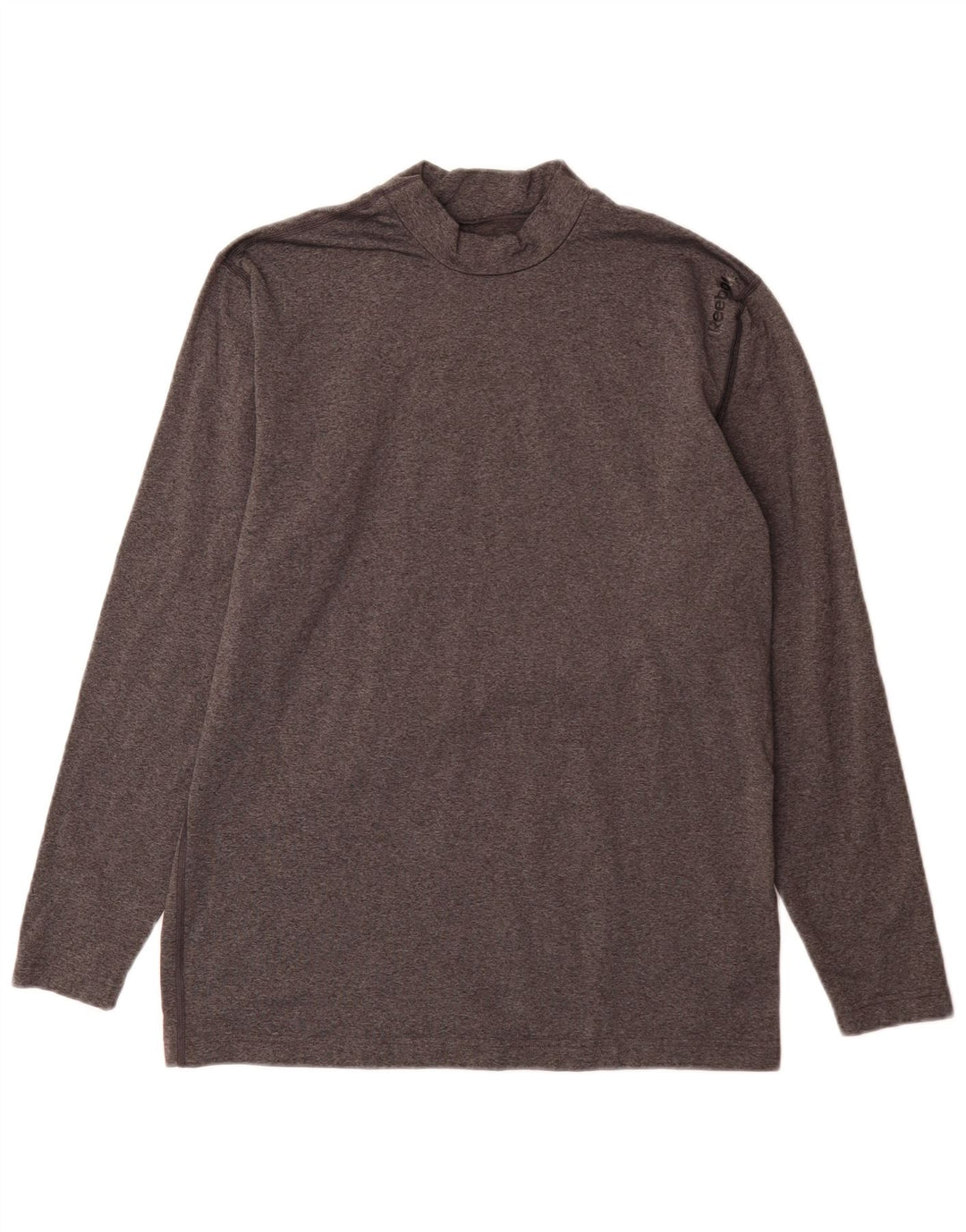 Top Reebok da uomo a manica lunga grande in poliestere grigio