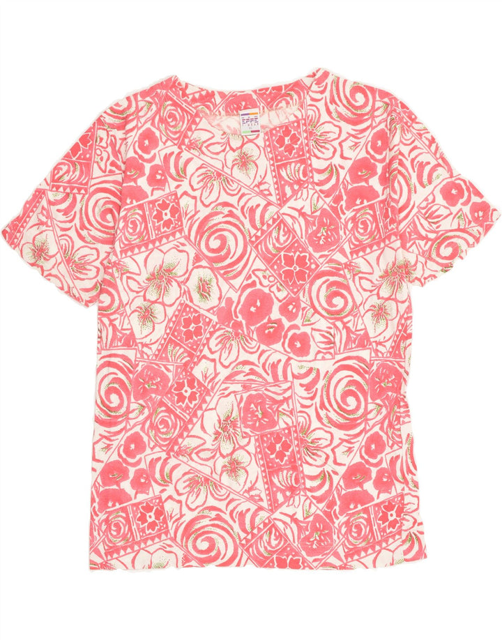 VINTAGE Womens T-Shirt Top UK 18 XL Pink Floral Cotton | Vintage Vintage | Thrift | Second-Hand Vintage | Used Clothing | Messina Hembry 