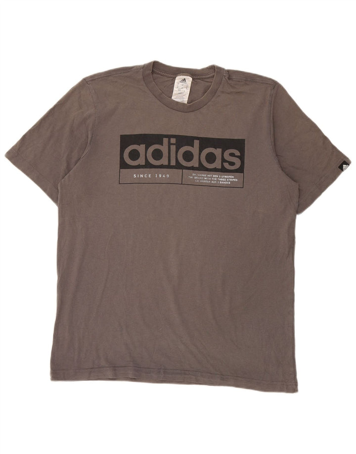 T-shirt grafica da uomo Adidas Top in cotone grigio medio
