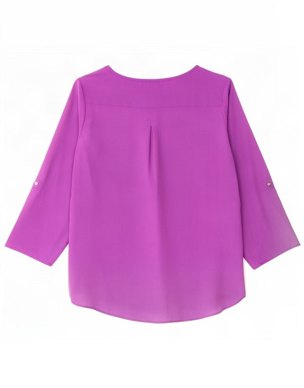 Zara Dame Top 3/4 ærmet UK 16 Large Purple Polyester