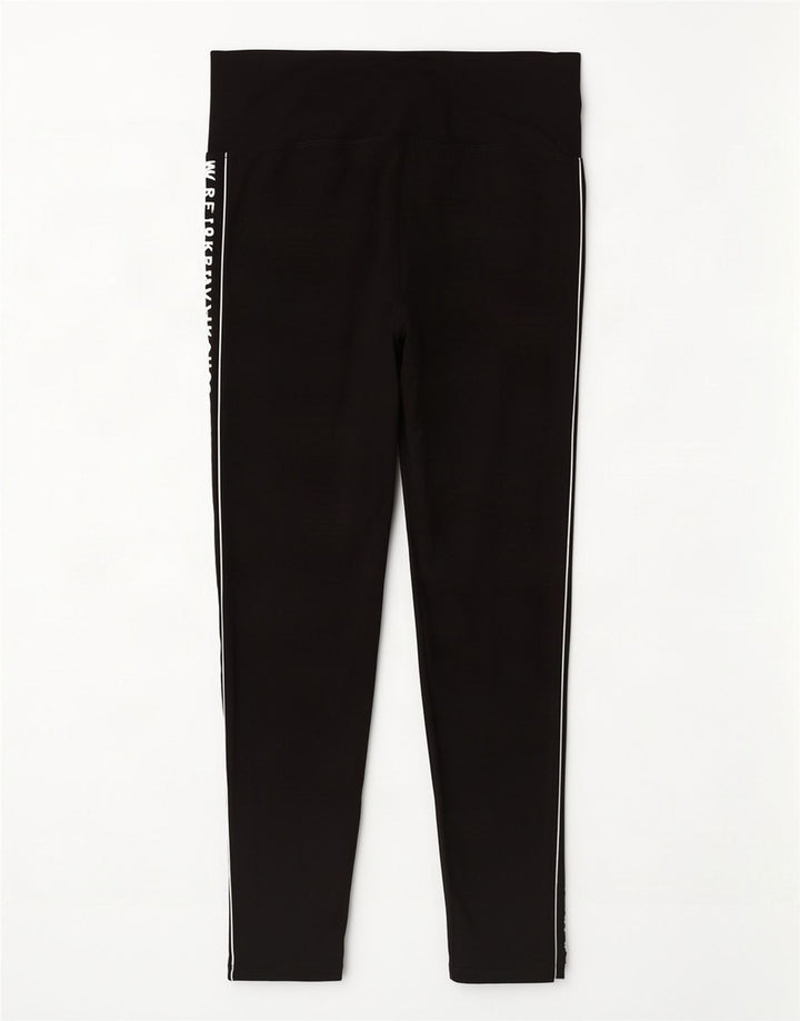 Dkny Womens Graphic Leggings UK 14 Medium Black Cotton