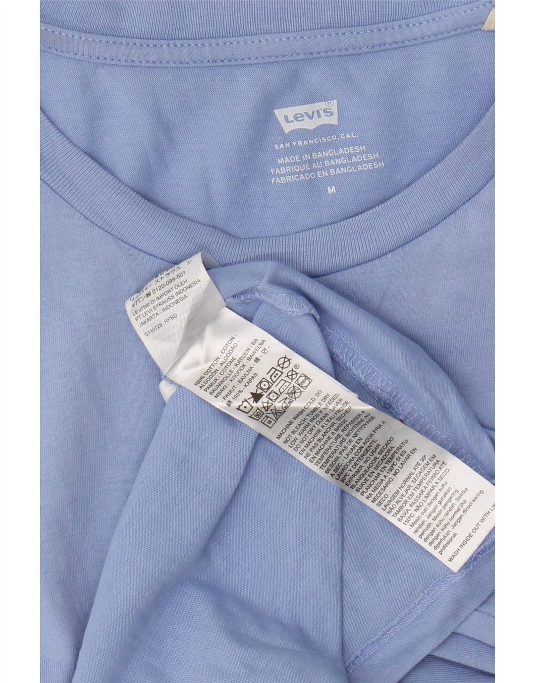 Levi's Womens Graphic T-Shirt Top UK 12 Medium Blue Cotton