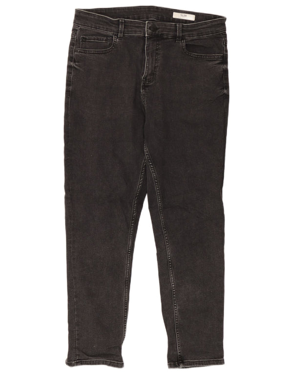 Marks & Spencer Womens Short Slim Jeans UK 14 Large W32 L25 Black Cotton