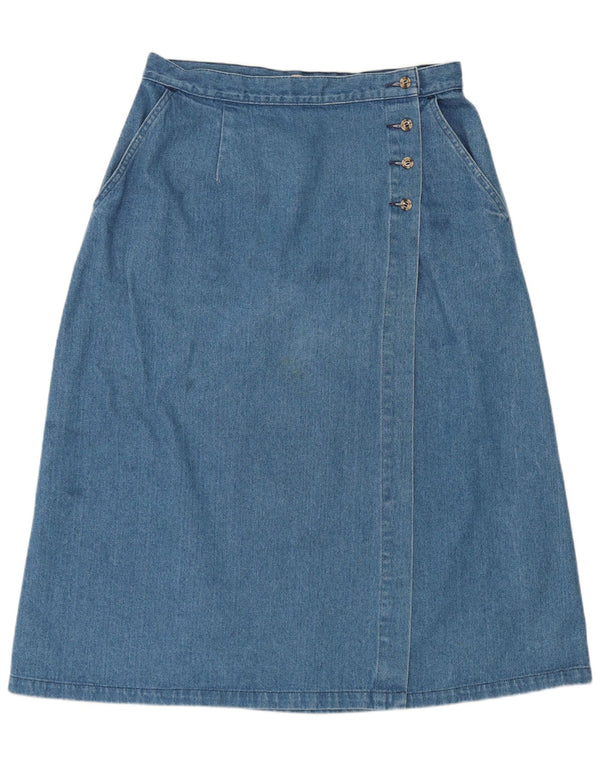 Gonna a portafoglio in denim da donna L.L.Bean W32 grande cotone blu