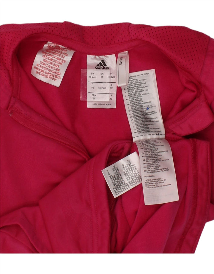 ADIDAS Baby Girls Zip Hoodie Sweater 18-24 Months Pink Polyester Vintage Adidas and Second-Hand Adidas from Messina Hembry 