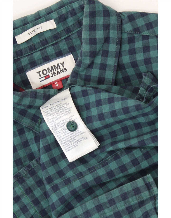 Tommy Hilfiger Mens Slim Fit Shirt Small Navy Blue Gingham Cotton