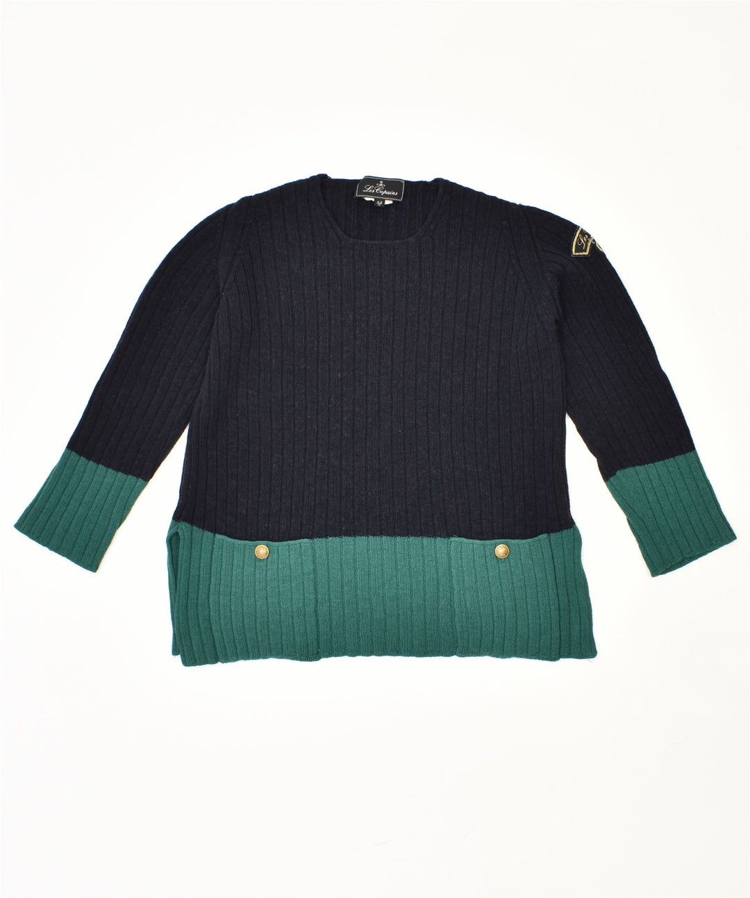 Maglione maglione girocollo da donna LES COPAINS IT 42 medio blu navy vintage