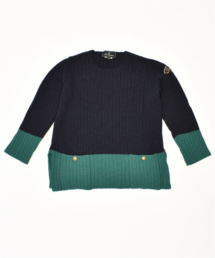 Maglione maglione girocollo da donna LES COPAINS IT 42 medio blu navy vintage