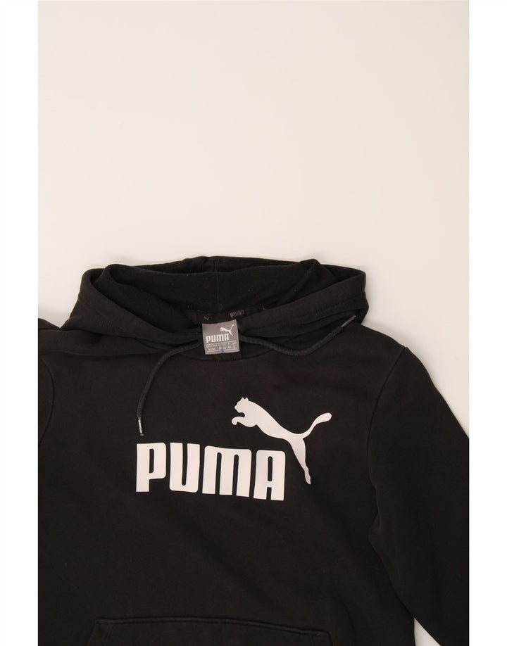 PUMA Womens Graphic Hoodie Jumper UK 12 Medium Black Vintage Puma and Second-Hand Puma from Messina Hembry 