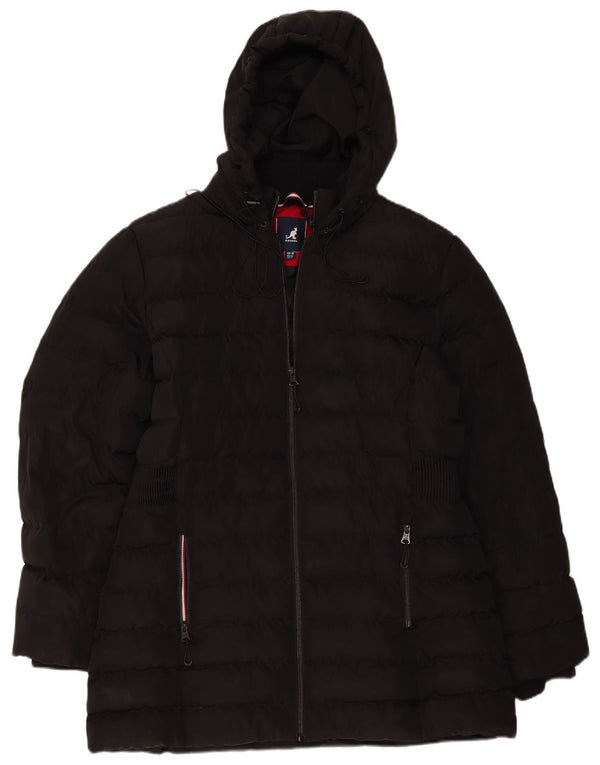 Kangol Womens Hooded Padded Coat UK 16 Large Black Polyester