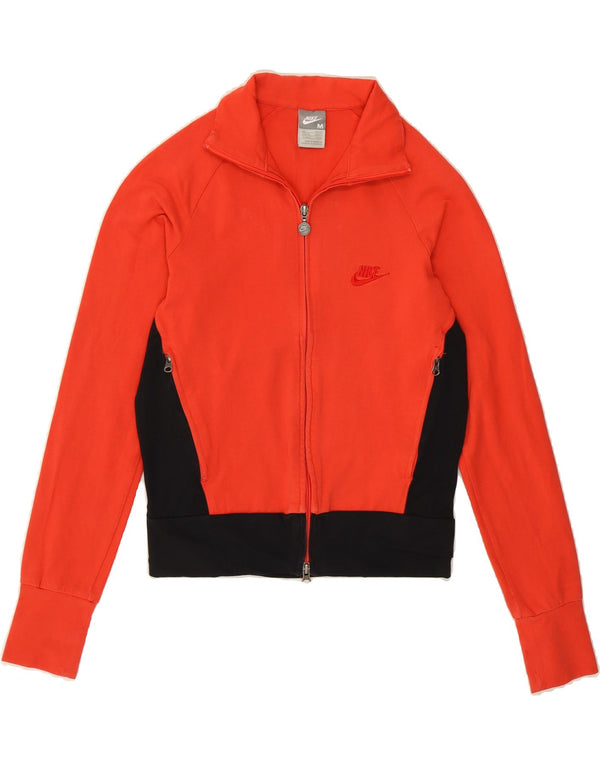 NIKE Womens Crop Tracksuit Top Jacket UK 10/12 Medium Red Colourblock
