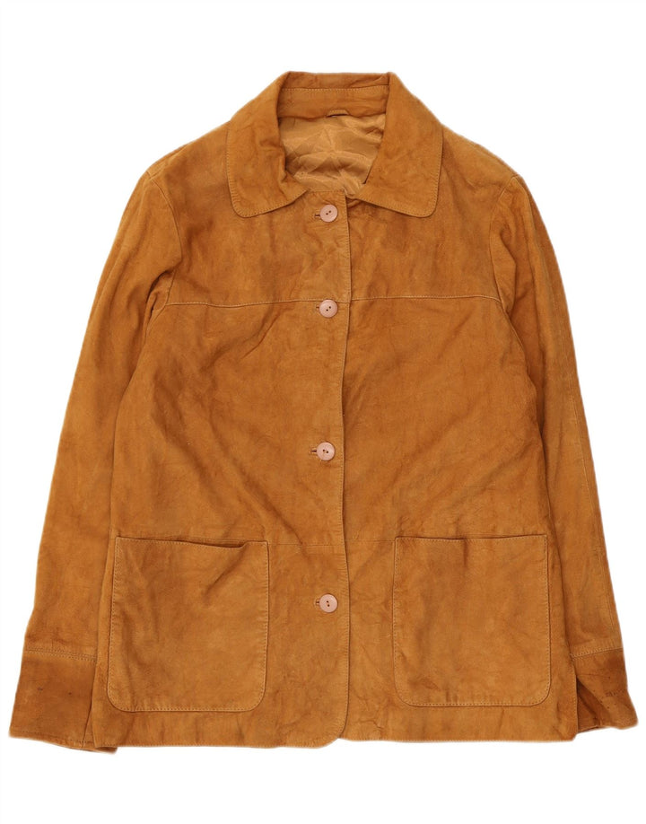 Vintage Womens Suede Jacket UK 14 Large Brown Leather