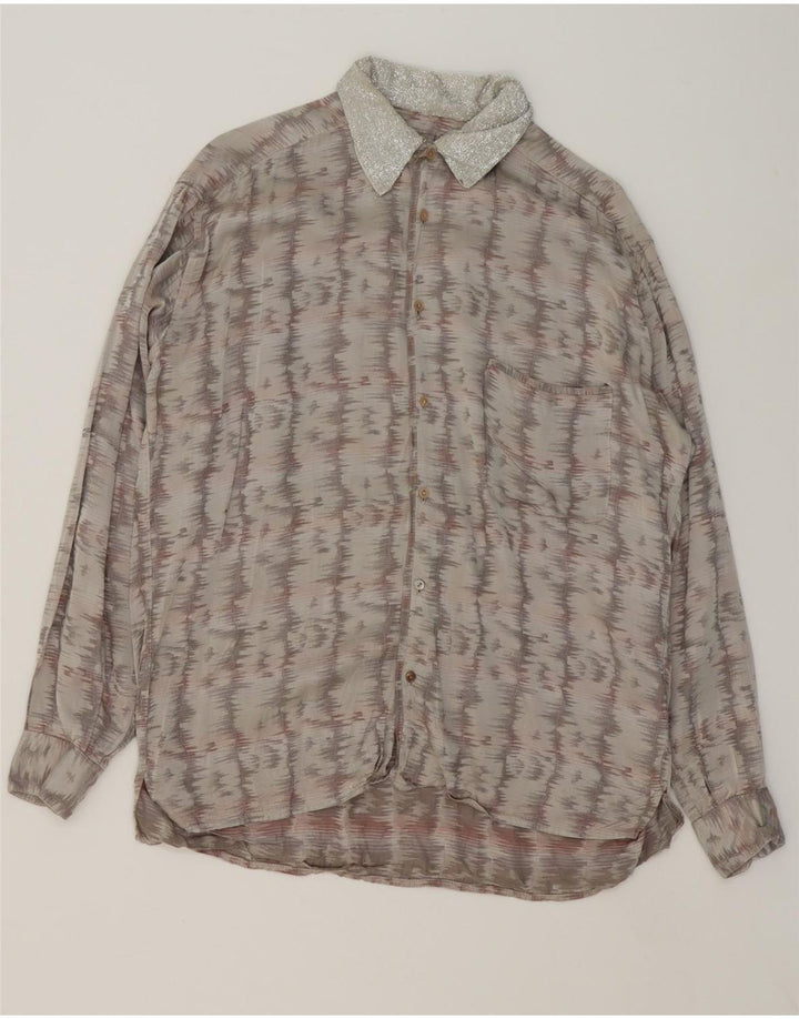 VINTAGE Mens Shirt Large Grey Striped Acetate Vintage Vintage and Second-Hand Vintage from Messina Hembry 