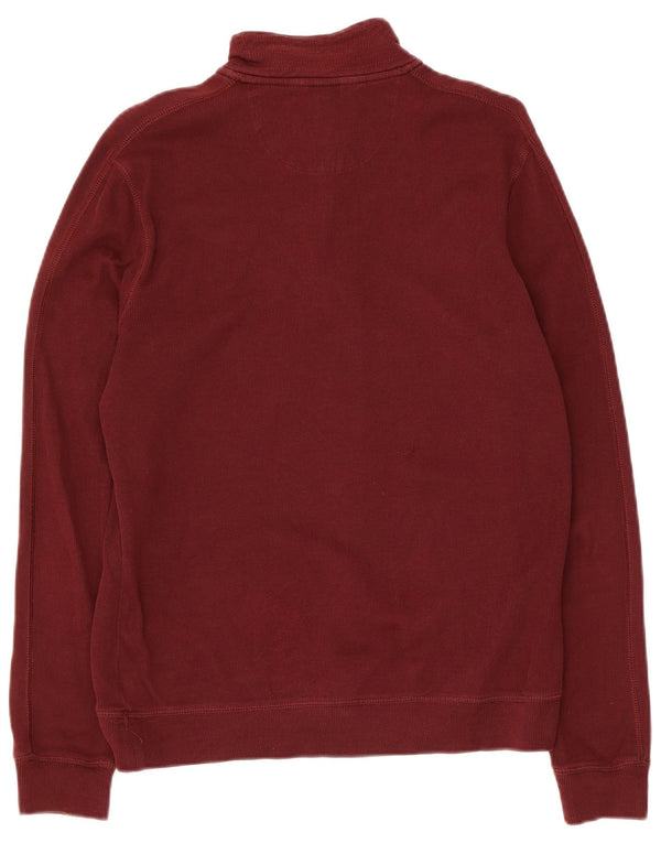 Calvin Klein Mens Zip Neck Sweatshirt Jumper Small Maroon Cotton