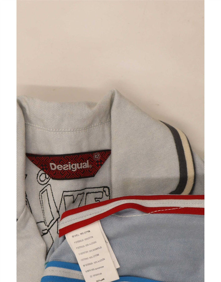 Desigual Femmes Graphique 3 Bouton Blazer Veste EU 42 Grand Bleu Coton