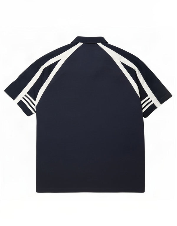 Adidas Polo Homme UK 44/46 Large Bleu Marine Colourblock